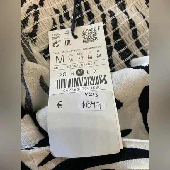 STRADIVARIUS ASOS Zebra Print Black & White Maxi Dress Short Sleeves Medium NWT - Picture 7 of 8